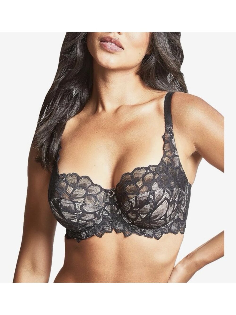 Panache Allure Full Cup Bra-Sheer Lace Side Sling-Power Mesh Support 32DDD